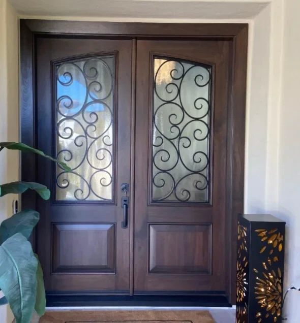 Iron and glass double entry doors, RJ Construction